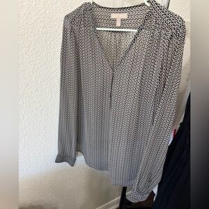 Banana Republic Black and White Geometric Blouse